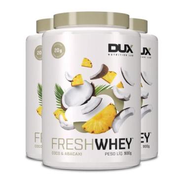 Imagem de Kit 3 Whey Protein Fresh Dux Abacaxi E Coco 900G