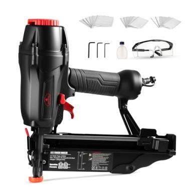 Imagem de AEROPRO TOOLS Finish Nailer Pistola de pregos calibre 16 90 pregos/min, 2,5 cm a 5,5 cm, pistola de pregos com acabamento pneumático, ajuste de profundidade sem ferramentas, liberação de atolamento