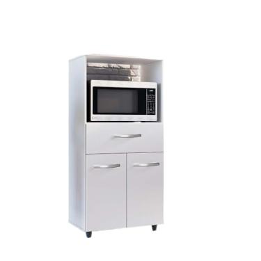 Imagem de Armário Multiuso para Cozinha com Gaveta e Portas - Balcão Organizador, Paneleiro e Fruteira com Armário Móveis de Cozinha(Branco)