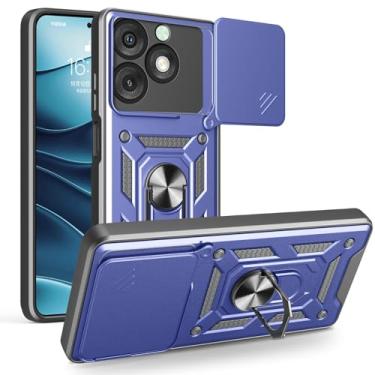 Imagem de Kukoufey Capa compatível com itel A50 4G, com capa de lente de câmera deslizante compatível com itel A50 4G A507LXU capa azul