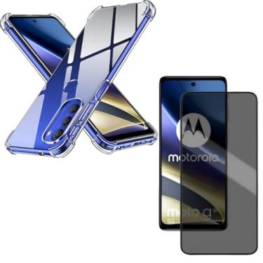 Imagem de Capa Capinha Anti Impacto + Película Privacidade 3D Para Moto G51 Tela De 6,7 Polegadas - (Bluepink)