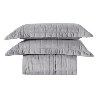 Imagem de Cobre Leito Casal 2 Porta Travesseiros 300 fios Basic Cinza - Home Fer