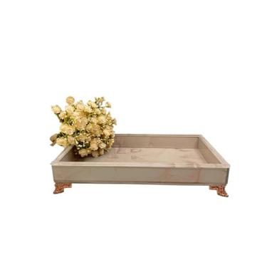 Imagem de Bandeja Para Penteadeiras 25x15 Efeito Mármore Bandeja Organizadora(Rose com Rose,SEM O PÉ)