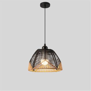 Imagem de OUFULA Estilo Industrial Retro Corda De Cânhamo Pendente Lâmpada Personalidade Criativa Internet Bar Café Restaurante Quarto Roupa Loja Balcão Bar Decoração Candelabro (L D27CM)