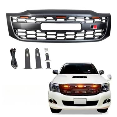 Imagem de Grade de para-choque LED para carro, tiras decorativas, kit de corpo de grade de corrida, grade de para-choque frontal compatível com Hilux Vigo 2012-2014 peça externa