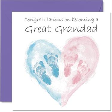 Imagem de Stuff4 Cartão unissex New Baby para bisavô - Twins Congrats Becoming - Cartão de parabéns bem feito para o novo vovô, cartões de felicitações Welcome To The World de 5,7 polegadas