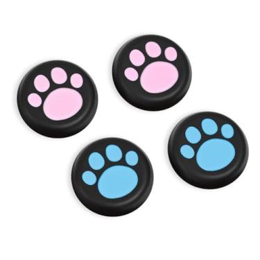 Imagem de DLseego Punhos de polegar projetados para Nintendo Switch 2 2025, silicone macio Joycon controle analógico capa protetora antiderrapante 4 peças botão Joy Con Joystick Caps capas de garra de gato