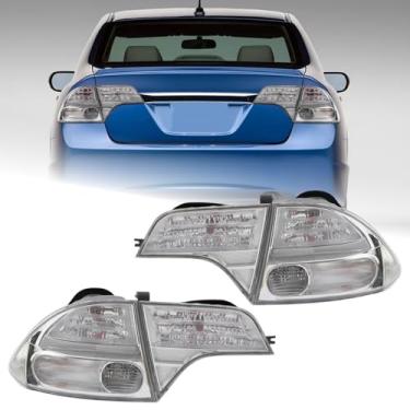 Imagem de KAMDKI Conjunto de 4 peças de luz traseira de lente transparente para Honda Civic 2006-2011 sedã/híbrido externo traseiro interno esquerdo do motorista direito do passageiro lâmpada de freio com