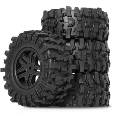 Imagem de STMU 1/10 RC Station 12mm Hex RC Wheels and Tires （4pcs） OD 4.45''for 1/10 RC Off-Road Car Traxxas TRX4 Slash Arrma Losi Tenacity Vkar 10sc Hpi RC Buggy Car (Black)