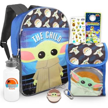 Imagem de Baby Yoda Backpack with Lunch Box for Kids Set - Bundle with 16" Star Wars School Bag, Lunch Bag, Water Bottle, More | Baby Yoda Backpack for Boys, Girls