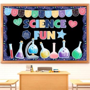 Imagem de Conjunto de bordas de quadro de avisos científicos, recortes de papel científico, sala de aula, quadro de avisos