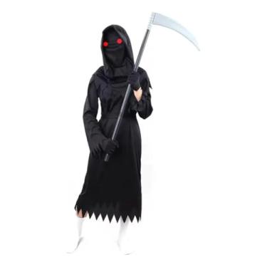 Imagem de Fantasia Infantil Halloween Morte Com Foice + Óculos De Led (G)