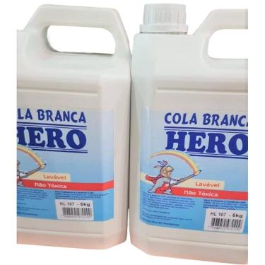 Imagem de Cola Branca Lavável Galão 5 Kilos Marca Hero Atoxica Escolar