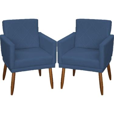 Imagem de Kit 2 Poltronas Decorativa Para Sala Recepção Beatriz Suede Cores Pé Palito Castanho