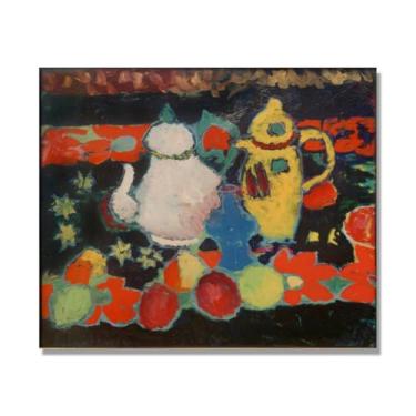 Imagem de NHLDZYH Pôster de arte expressionista. (Jarro amarelo e branco da vida morta) por Alexej von Jawlensky. Pinturas a óleo famosas. Decoração de parede de sala de estar ou escritório. 40 x 48 cm Apenas