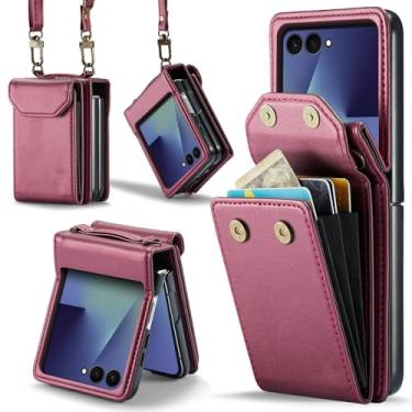 Imagem de Asuwish Capa de celular para Samsung Galaxy Z Flip 7 5G 2025 carteira com cordão de pulso, alça transversal com bloqueio de RFID, compartimento para cartão de crédito ZFlip7 Z7 G Flip7 ZFlip 7Z