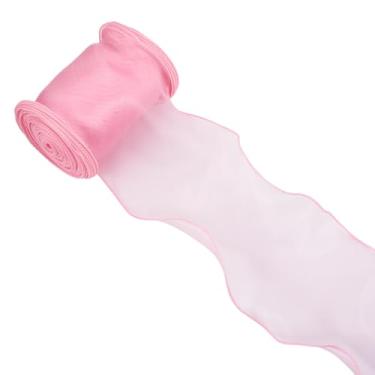 Imagem de KISSITTY Fita de organza de 11 cm de largura, 13 metros, cor rosa choque, artesanato, fitas decorativas de poliéster para cerimônia de corte de árvore de Natal, guirlandas de casamento, laços