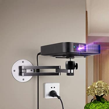 Imagem de Liboer Projetor dobrável de parede universal ajustável para projetor de parede suporte de projetor de liga de alumínio, tamanho do parafuso de 0,6 cm (montagem na parede)..