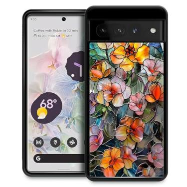 Imagem de CARLOCA Capa compatível com o Google Pixel 7 Pro para meninas à prova de choque antiarranhões capa traseira de PC rígida estética padrão de moda flores coloridas mosaico 3D vintage