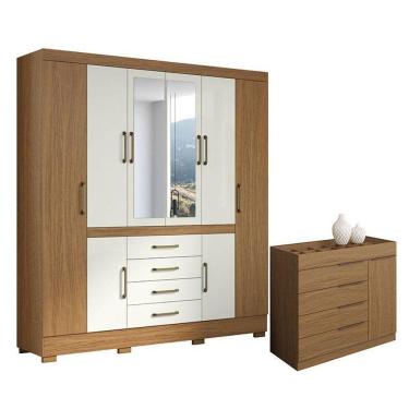 Imagem de Cômoda Sevilha Atacama E Guarda Roupa Casal Nápole 2045149 Atacama Off White - Aramóveis