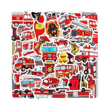 Imagem de Adesivos De Graffiti De Caminhão De Bombeiros Para Crianças, 50 Peças,
