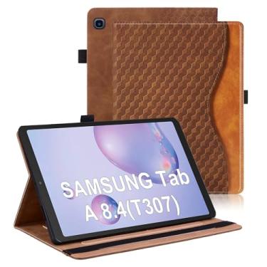 Imagem de Varohix Capa para Samsung Galaxy Tab A 8.4 2020 Modelo SM-T307 Multi-Angle Stand Folio Cover PU Leather with Card Pocket Tab T307, Marrom