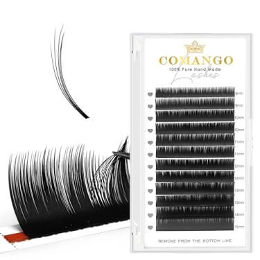 Imagem de CoMango Extensões de cílios de camélia multicomprimento 0,07 mm extensão de cílios B/C/D leque de cílios cacheados e molhados misturados 8-15 mm cílios individuais preto fosco fácil cílios (D-007-8-15