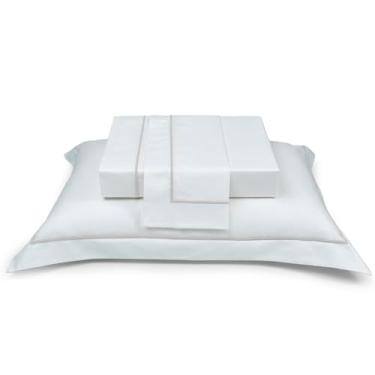 Imagem de Plumasul Jogo de Cama Premium Essential White 100% Algodão Percal 200 Fios Solteiro 3 peças Cor Branco Festone Branco