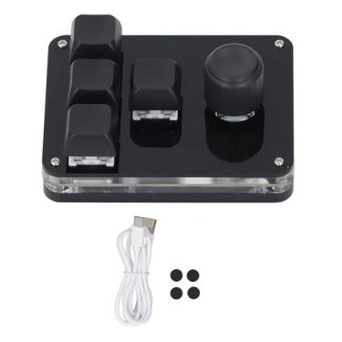 Imagem de QANYEGN 4 teclado de chave 1 botão, teclado para PC com uma mão, mini -interruptor USB Blue Switch Programmable Macro Mechanical Gaming com RGB Black Black