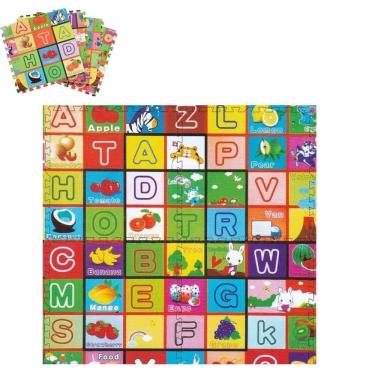Imagem de Kit Tapete Infantil 4 Placas Eva Tatame Didatico Grande Alfabeto Colorido Bebe Educativo Montavel 60x60cm