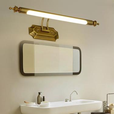 Imagem de Luz de espelho LED banheiro bronze luzes de parede metal lâmpada de parede à prova d'água lâmpada de imagem moderna banheiro iluminação de parede para sala de estar quarto penteadeira maquiagem (luz