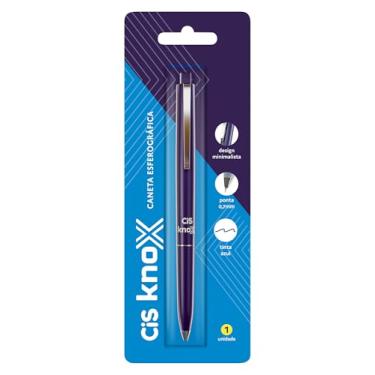 Imagem de Caneta Esferográfica CIS KNOX 0.7mm, Corpo Roxo - Tinta Azul, Blister com 1 unidade