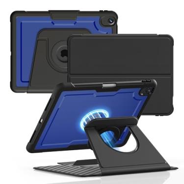 Imagem de DJ&RPPQ Capa para iPad Air de 11 polegadas M3/M2 (2025/2024), iPad Air 5ª/4ª geração (2022/2020), capa traseira magnética giratória 360, com suporte para despertar/hibernar automático e lápis azul