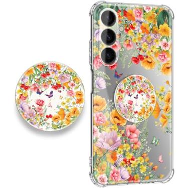 Imagem de Dcwunk Capa para Samsung Galaxy A17 5G Flores Slim Anti-Drop À Prova de Choque Macio À Prova de Choque Capa Protetora Transparente para Telefone 6,7 Polegadas para Mulheres (Vitalidade de Verão com
