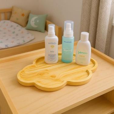 Imagem de Bandeja Nuvem Kit Higiene Bebê Decorativo Quarto Festa Decoração - LM 