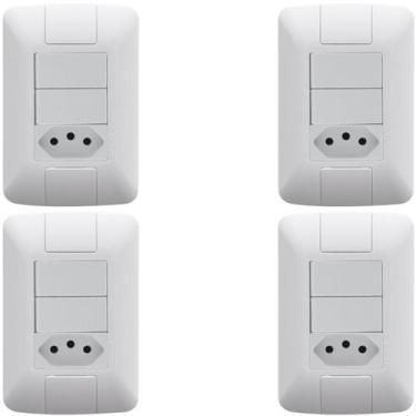Imagem de Kit 4 Conjunto 2 Interruptores Paralelo + 1 Tomada 20a 250v - TRAMONTI