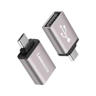 Imagem de Pacote com 2 adaptadores USB para micro USB, micro USB macho para USB 2.0 A fêmea OTG (em movimento), capa de liga de alumínio, compatível com Samsung Phone S7 S6, LG, Flash Drive, mouse, teclado