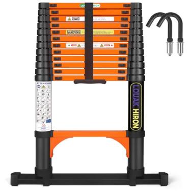 Imagem de Escada telescópica com extensão extensível de 3,8 m e antiderrapante para uso doméstico multiuso