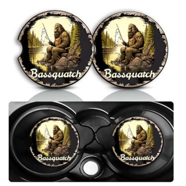 Imagem de Conjunto de 2 porta-copos de carro Bigfoot, acessórios divertidos para carro de pé grande, tamanho universal, tapete de borracha antiderrapante, porta-copos embutidos, decoração de sasquatch