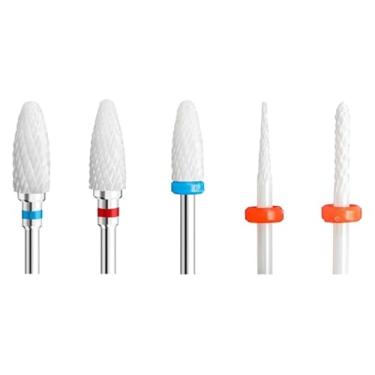 Imagem de 5 peças de cerâmica para arte de unhas, cortador rotativo, aparelho de limpeza para manicure, acessórios de máquina de trituração de unhas, ferramenta de gel de unha