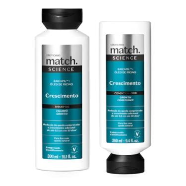 Imagem de Kit O Boticário Match Science Crescimento: Shampoo e Condicionador em Combo - Kit Fortificante e Antiqueda para Crescimento Rápido e Saudável