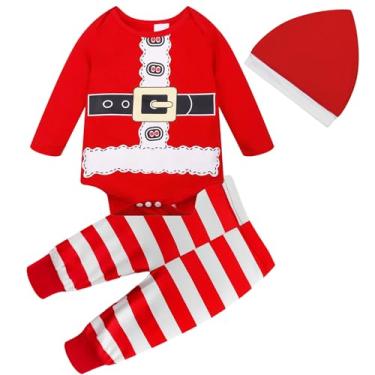 Imagem de NUBEEHOHO Roupa de Natal para recém-nascidos, meninos e meninas, macacão de Natal para elfo e Papai Noel, A - Papai Noel, 18-24 month