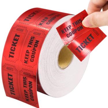 Imagem de ceiba tree 1000 Raffle Tickets Double Roll Metallic Red Foil Ticket for Events Carnivals Entry Class Reward Prizes