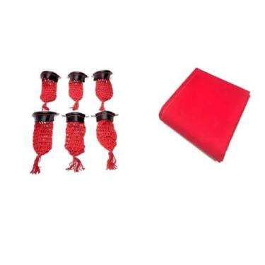 Imagem de 01 Jogo de Redinha Pronta Vermelho + 1 Corte de tecido Vermelho sinuca