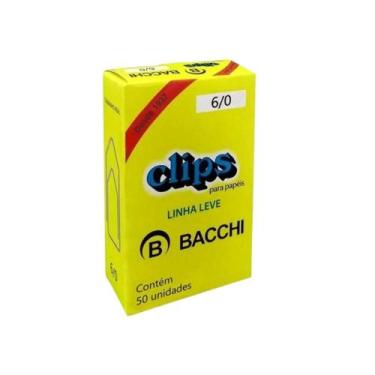 Imagem de Caixa c/50 clips galvanizados 6/0 clipes escritório bacchi
