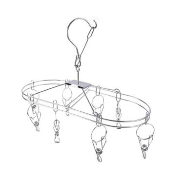 Imagem de Varal Suspenso Intimo Aço Inox Super Resistente Prendedores Cueca Meia(Oval 10 Clips)