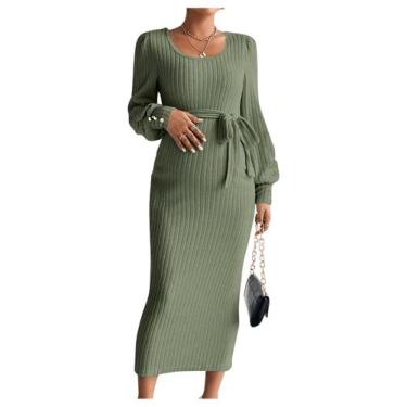 Imagem de Vestido de maternidade BEAUDRM com gola redonda e manga comprida Bodyc