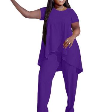 Imagem de Conjunto de roupas ANICECUT Plus Size feminino roxo de verão 3GG