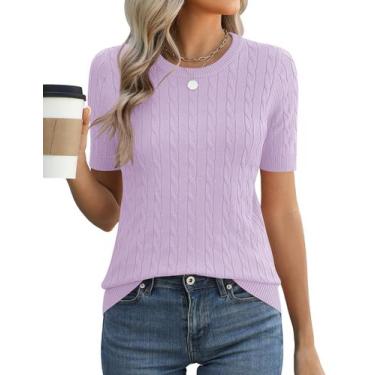 Imagem de Suéter feminino Micoson roxo tricotado de manga curta S