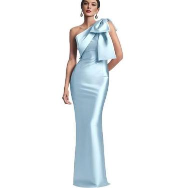 Imagem de Vestido de baile Mkojaa One Shoulder, cetim, longo, azul celeste, US24